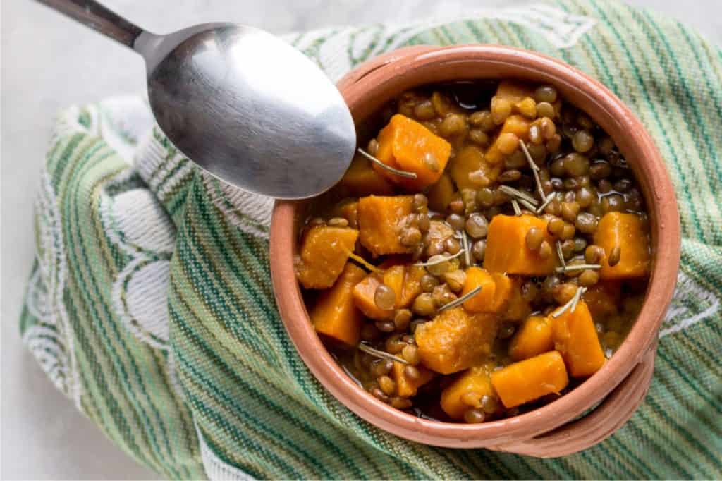 minestra di zucca e lenticchie